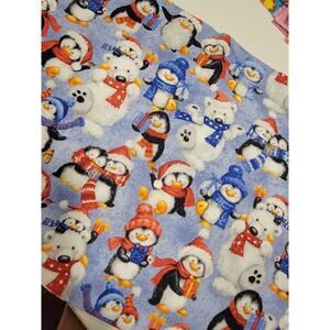 Penguin Christmas fabric cotton quilting fabric snow what fun Fat Quarter 18x22